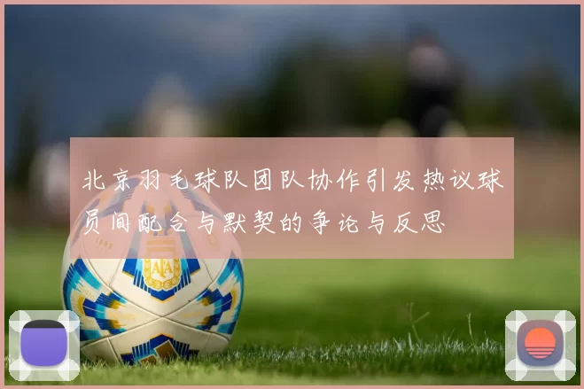 北京羽毛球队团队协作引发热议球员间配合与默契的争论与反思